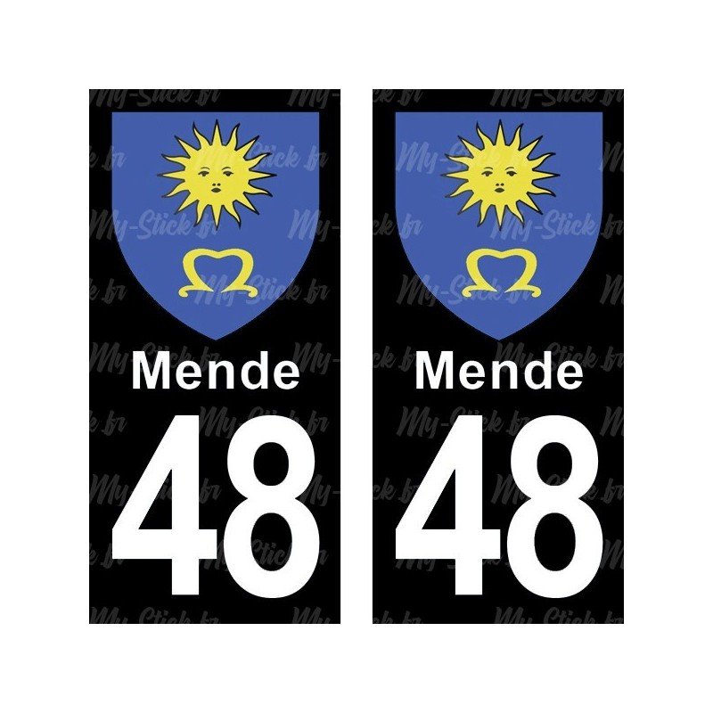 Blason Mende - Stickers plaque immatriculation 48