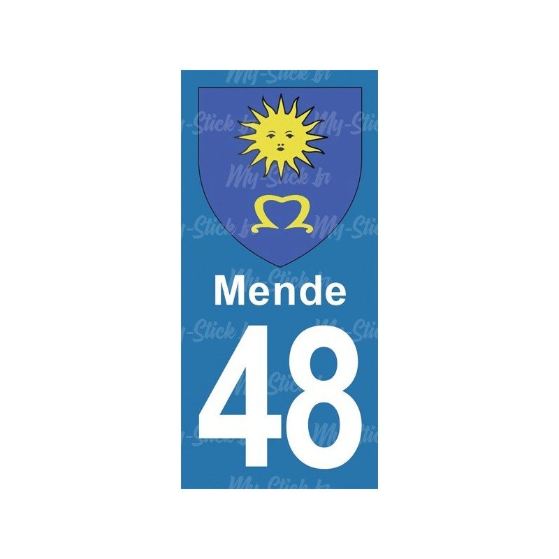 Blason Mende - Stickers plaque immatriculation 48