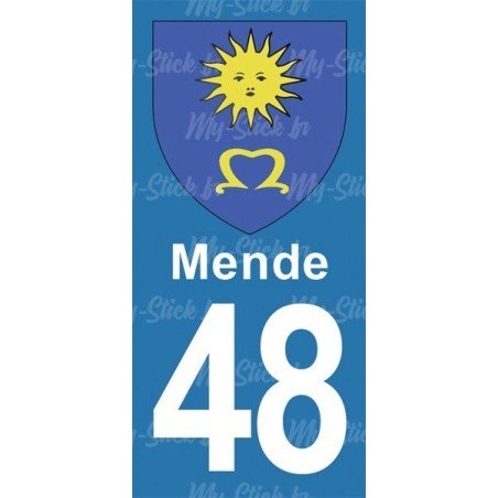 Blason Mende - Stickers plaque immatriculation 48
