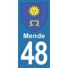 Blason Mende - Stickers plaque immatriculation 48