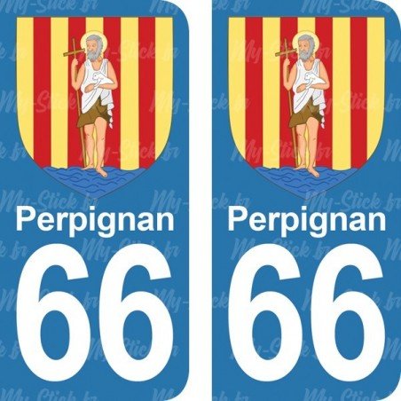 Blason Perpignan - Stickers plaque immatriculation 66