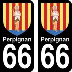Blason Perpignan - Stickers plaque immatriculation 66