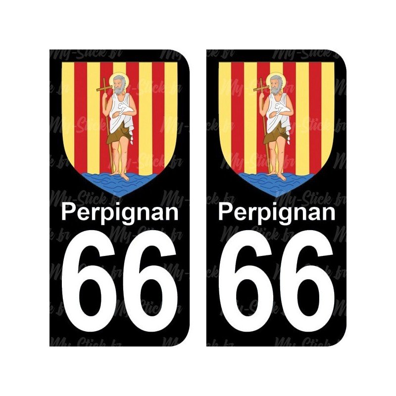 Blason Perpignan - Stickers plaque immatriculation 66