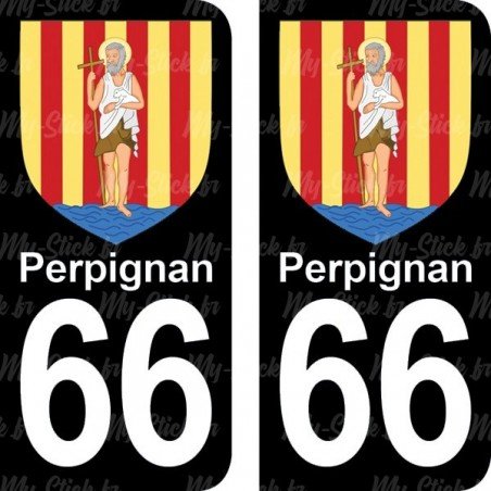 Blason Perpignan - Stickers plaque immatriculation 66