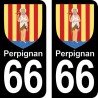 Blason Perpignan - Stickers plaque immatriculation 66