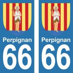 Blason Perpignan - Stickers plaque immatriculation 66