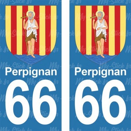 Blason Perpignan - Stickers plaque immatriculation 66