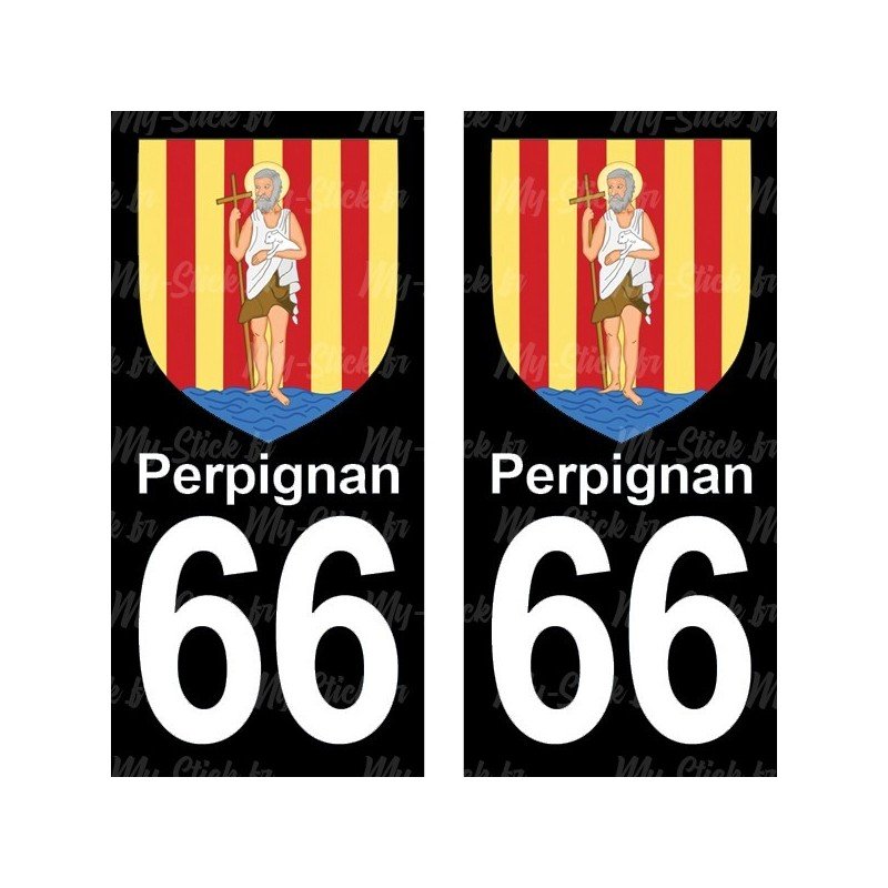 Blason Perpignan - Stickers plaque immatriculation 66