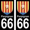 Blason Perpignan - Stickers plaque immatriculation 66