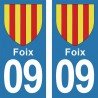 Blason Foix - Stickers plaque immatriculation 09