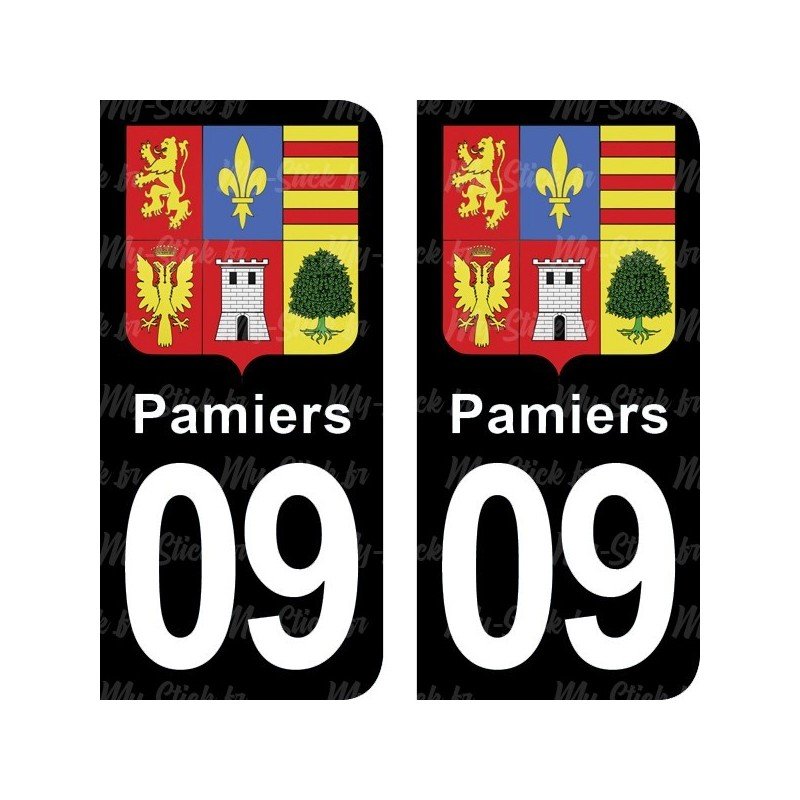 Blason Pamiers - Stickers plaque immatriculation 09