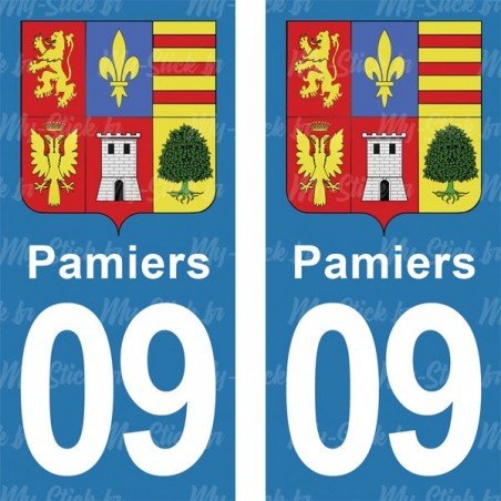 Blason Pamiers - Stickers plaque immatriculation 09