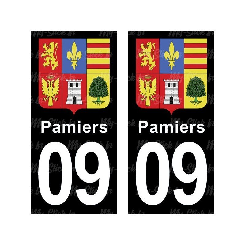 Blason Pamiers - Stickers plaque immatriculation 09