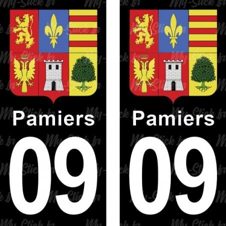 Blason Pamiers - Stickers plaque immatriculation 09