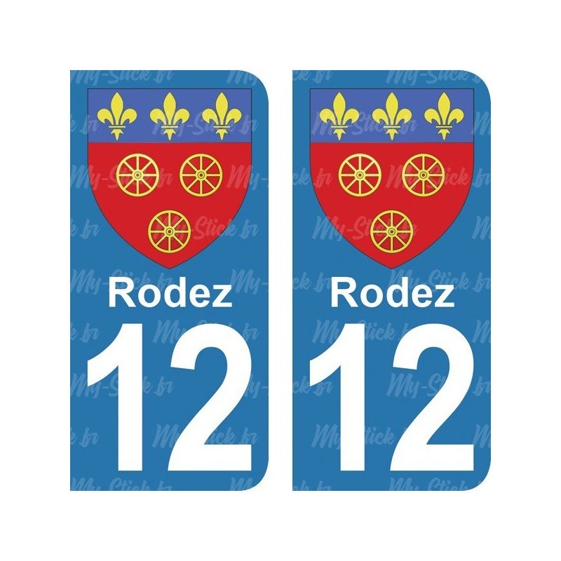 Blason Rodez - Stickers plaque immatriculation 12