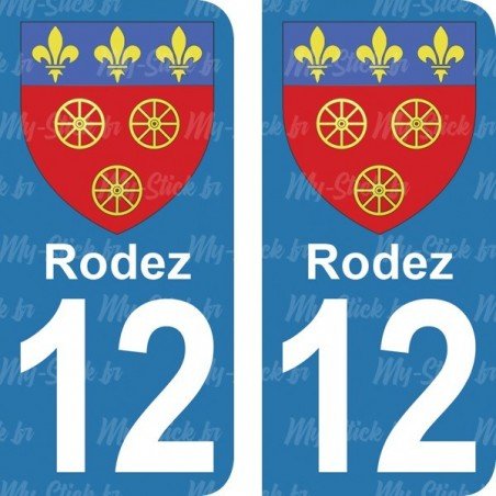 Blason Rodez - Stickers plaque immatriculation 12