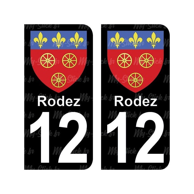 Blason Rodez - Stickers plaque immatriculation 12