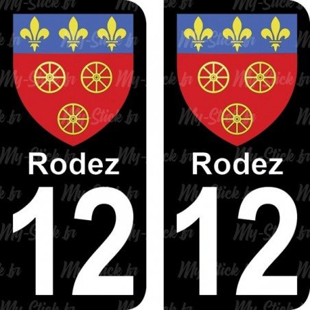 Blason Rodez - Stickers plaque immatriculation 12