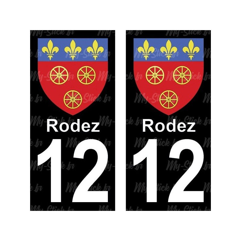 Blason Rodez - Stickers plaque immatriculation 12