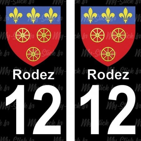 Blason Rodez - Stickers plaque immatriculation 12