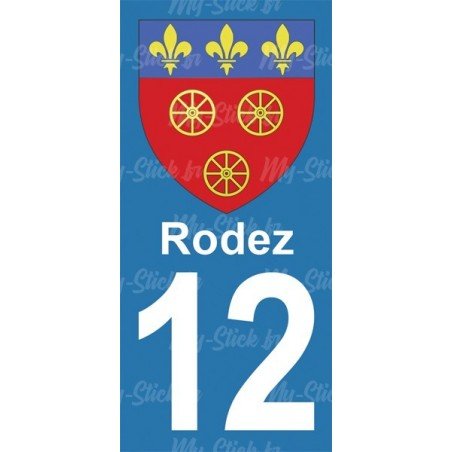 Blason Rodez - Stickers plaque immatriculation 12