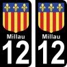 Blason Millau - Stickers plaque immatriculation 12