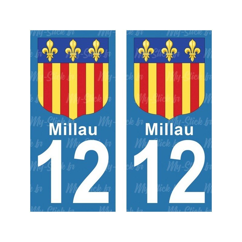 Blason Millau - Stickers plaque immatriculation 12