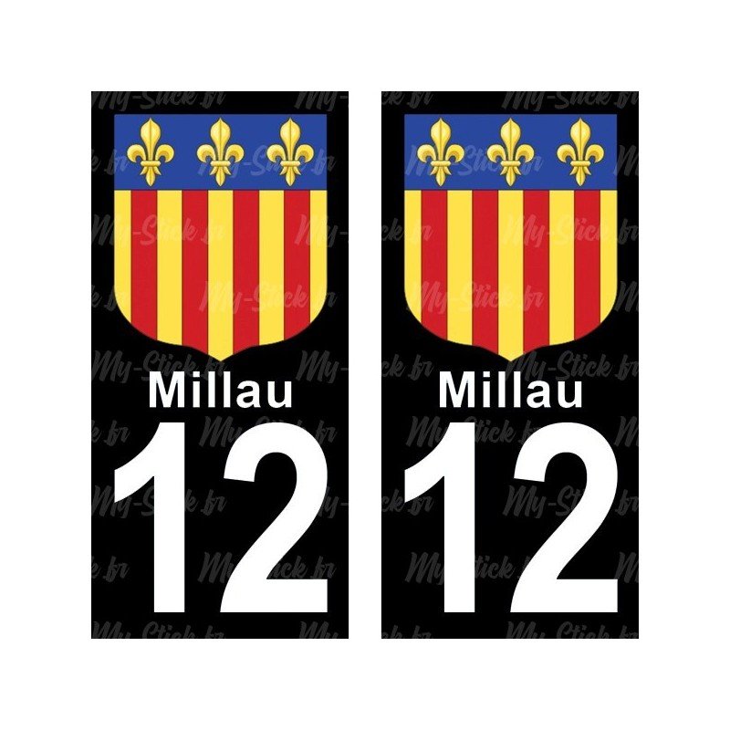 Blason Millau - Stickers plaque immatriculation 12