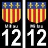 Blason Millau - Stickers plaque immatriculation 12