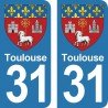 Blason Toulouse - Stickers plaque immatriculation 31