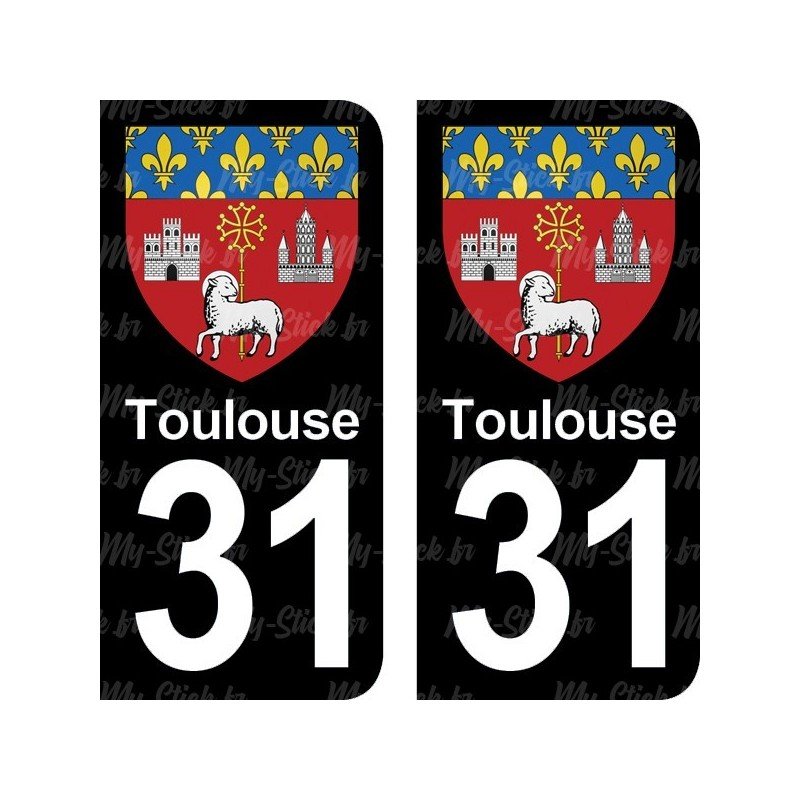 Blason Toulouse - Stickers plaque immatriculation 31