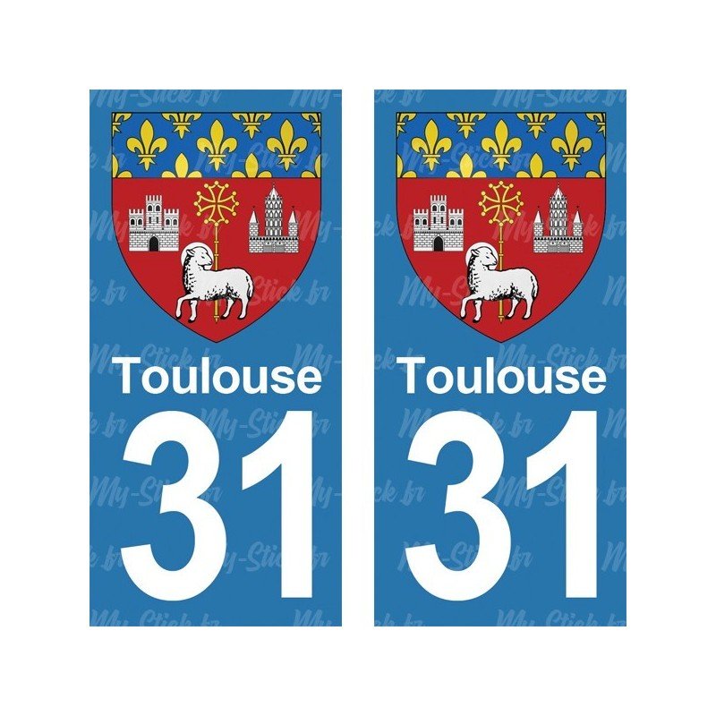 Blason Toulouse - Stickers plaque immatriculation 31