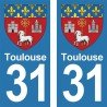 Blason Toulouse - Stickers plaque immatriculation 31