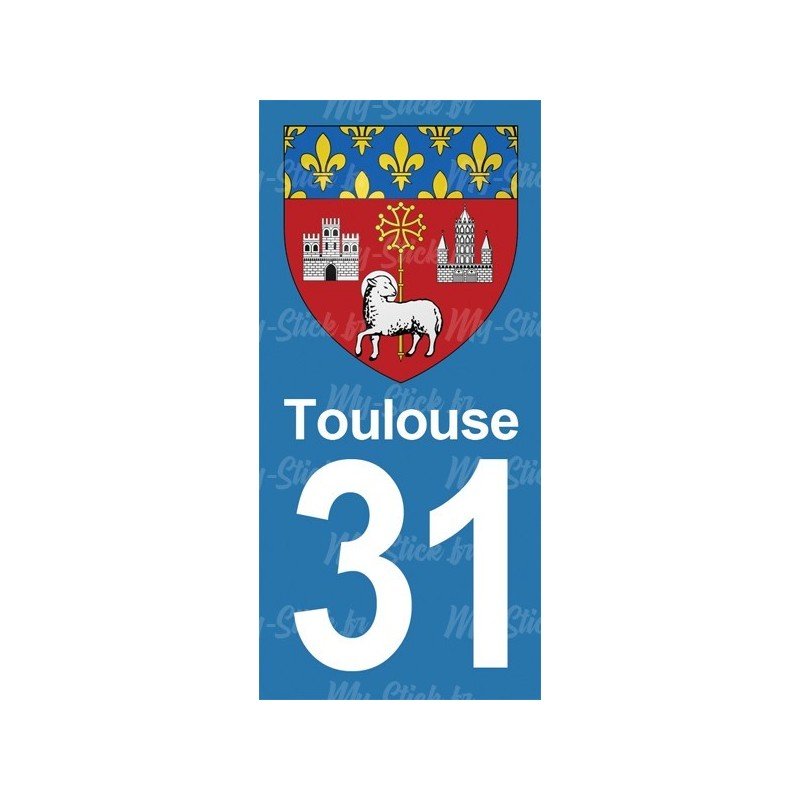 Blason Toulouse - Stickers plaque immatriculation 31