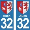 Blason Auch - Stickers plaque immatriculation 32