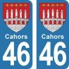 Blason Cahors - Stickers plaque immatriculation 46