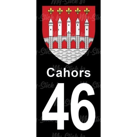 Blason Cahors - Stickers plaque immatriculation 46