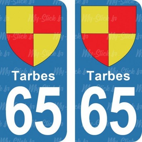 Blason Tarbes - Stickers plaque immatriculation 65