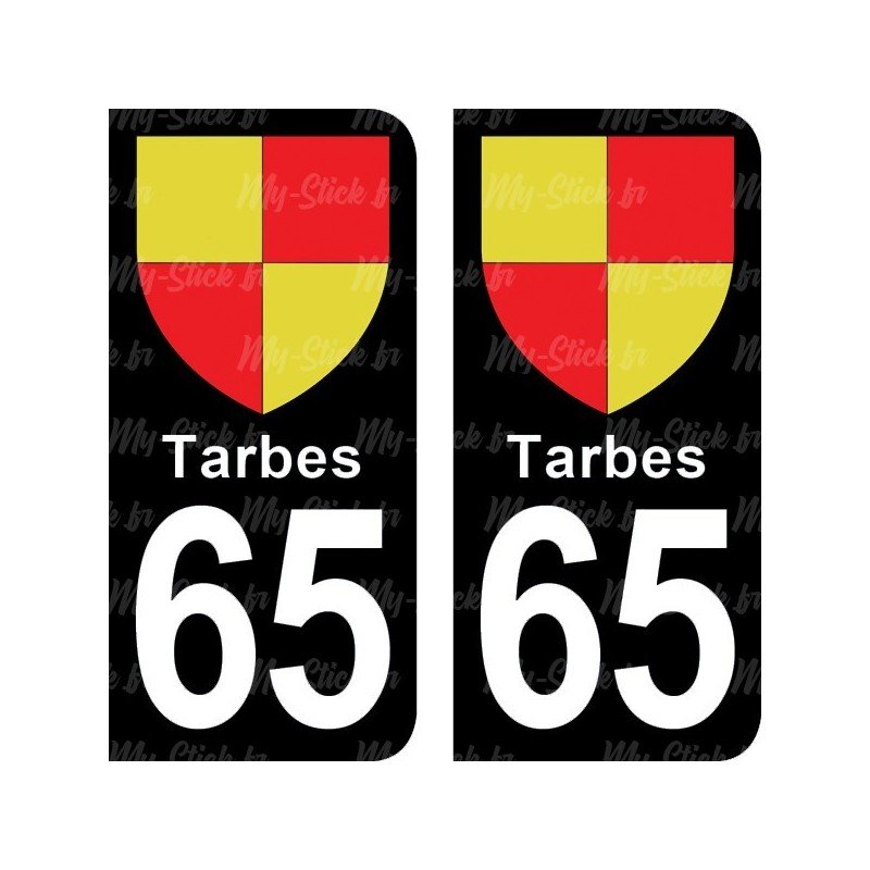 Blason Tarbes - Stickers plaque immatriculation 65