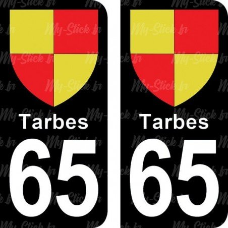 Blason Tarbes - Stickers plaque immatriculation 65