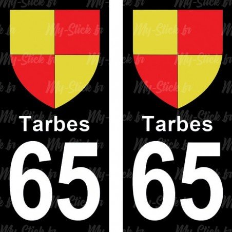 Blason Tarbes - Stickers plaque immatriculation 65