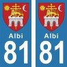 Blason Albi - Stickers plaque immatriculation 81