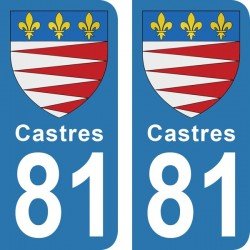 Blason Castres - Stickers plaque immatriculation 81