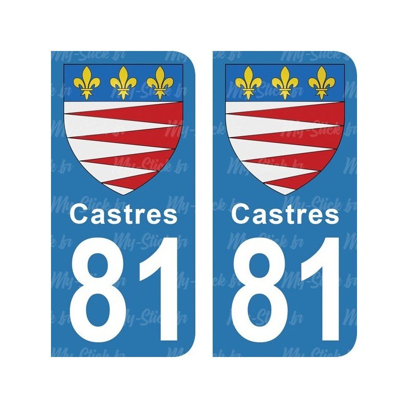 Blason Castres - Stickers plaque immatriculation 81