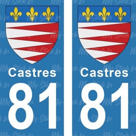 Blason Castres - Stickers plaque immatriculation 81