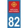 Stickers plaque immatriculation 82 Midi-Pyrénées