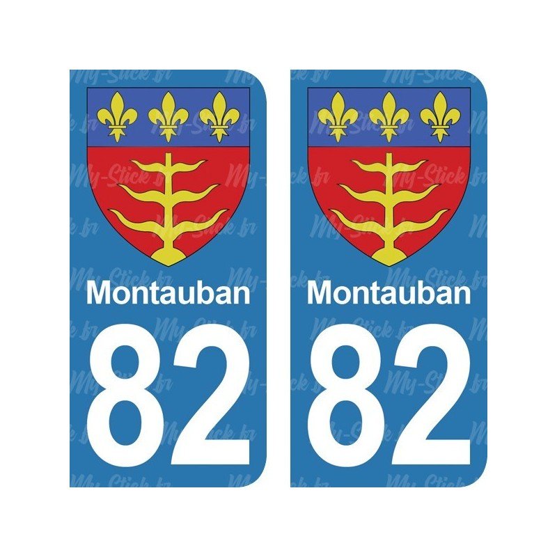 Blason Montauban - Stickers plaque immatriculation 82