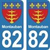 Blason Montauban - Stickers plaque immatriculation 82
