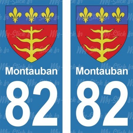 Blason Montauban - Stickers plaque immatriculation 82