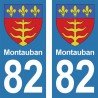 Blason Montauban - Stickers plaque immatriculation 82